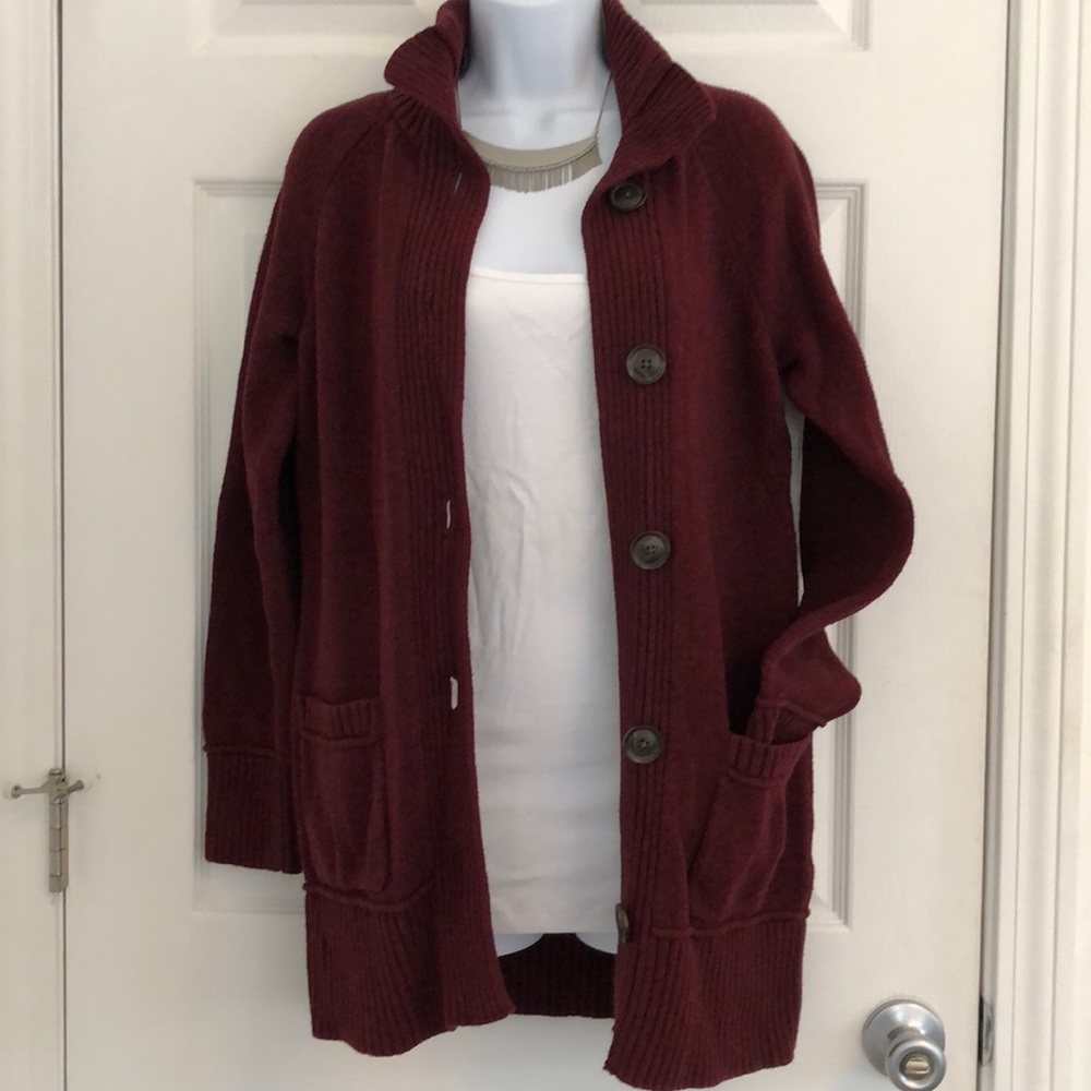 Eddie Bauer Tunic Length Button Up Sweater